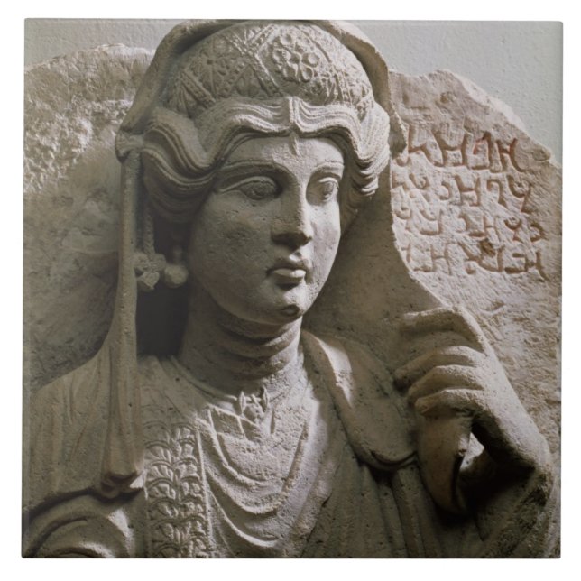 Azulejo De Cerâmica Alivio do túmulo do busto do retrato, romano, (Frente)