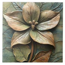 Azulejo De Cerâmica Alivio Faux de Trillium Floral Botânico