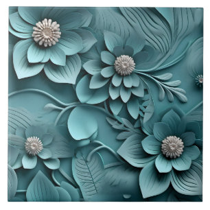Azulejo De Cerâmica Alivio Floral 3D Elegante