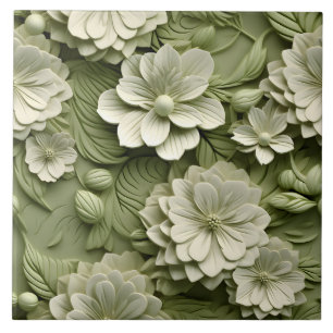 Azulejo De Cerâmica Alivio Floral 3D Elegante