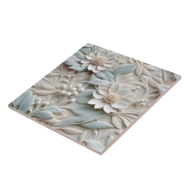 Azulejo De Cerâmica Alivio Floral 3D Elegante (Lateral)