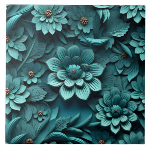 Azulejo De Cerâmica Alivio Floral 3D Elegante