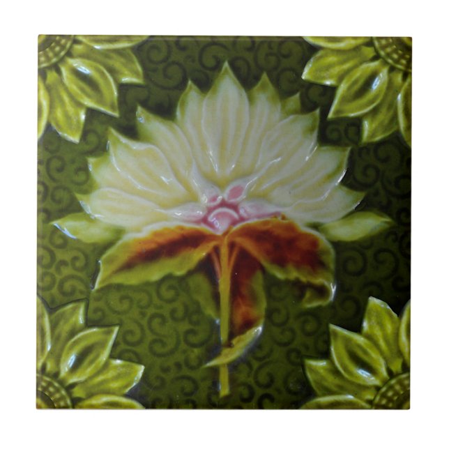 Azulejo De Cerâmica Alivio Meakin Art Nouveau Majolica Faux Repro (Frente)