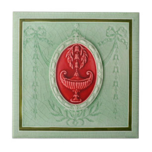 Azulejo De Cerâmica Alivio MInton Neoclassic LtGreen 1890 Faux Repro