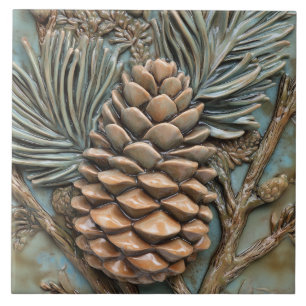 Azulejo De Cerâmica Alivio Pinecone & Foliage Faux