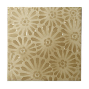 Azulejo De Cerâmica Alivio Repro Faux Beige Floral Baixo Design 1880 J