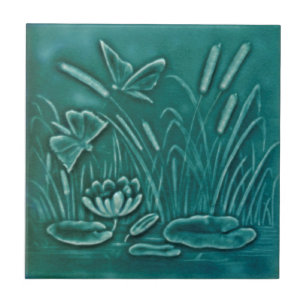 Azulejo De Cerâmica Alivio Repro Faux Moldou Borboleta Marsh Lily Pond