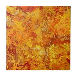 Azulejo De Cerâmica Alloy Orange e Amber Paint Splatter Abstrato