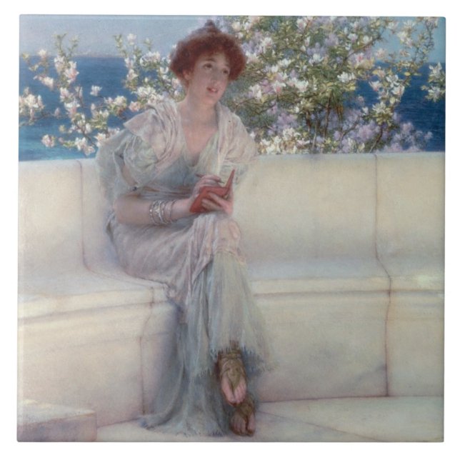 Azulejo De Cerâmica Alma-Tadema | o ano está no primavera (Frente)