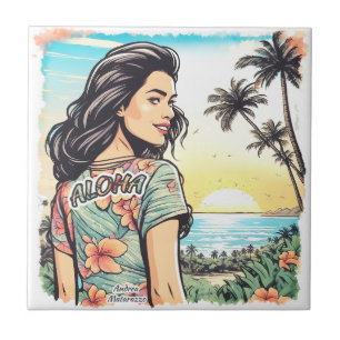 Azulejo De Cerâmica Aloha Girl