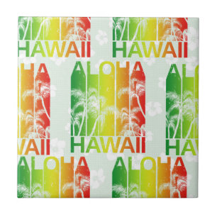 Azulejo De Cerâmica Aloha Hawaii Retro Summer Floral