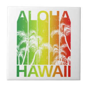 Azulejo De Cerâmica Aloha ilhas retros de Havaí