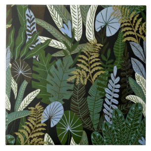 Azulejo De Cerâmica Aloha teste padrão verde exótico tropical da sel