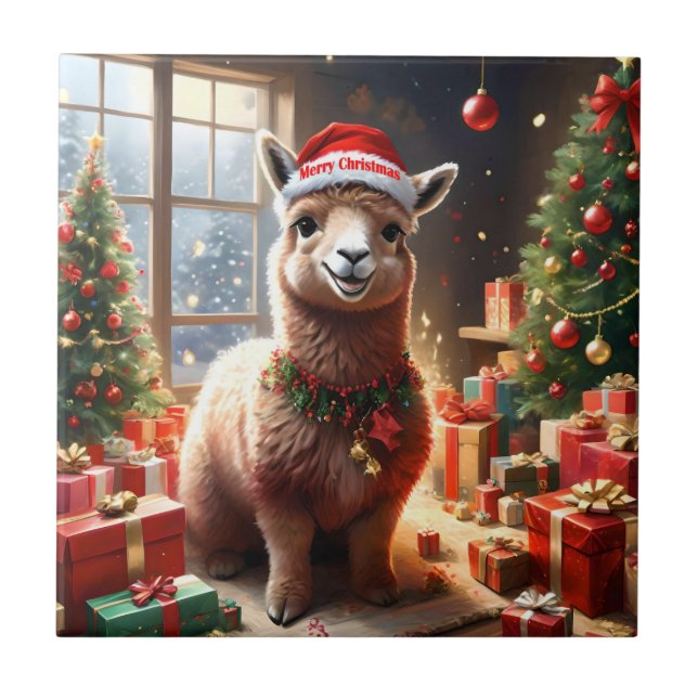 Azulejo De Cerâmica "Alpaca apresenta: Um Conto de Natal" (Frente)