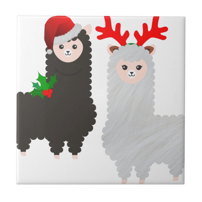 Azulejo De Cerâmica alpacas de renas de natal (Frente)