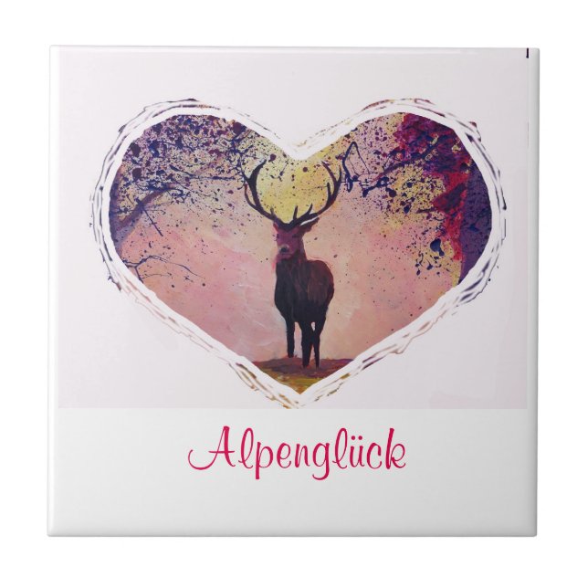 Azulejo De Cerâmica Alpenglück Hirsch Glasuntersetzer (Frente)