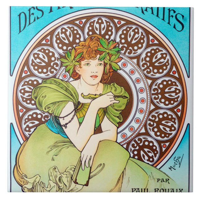 Azulejo De Cerâmica Alphonse Mucha (Frente)