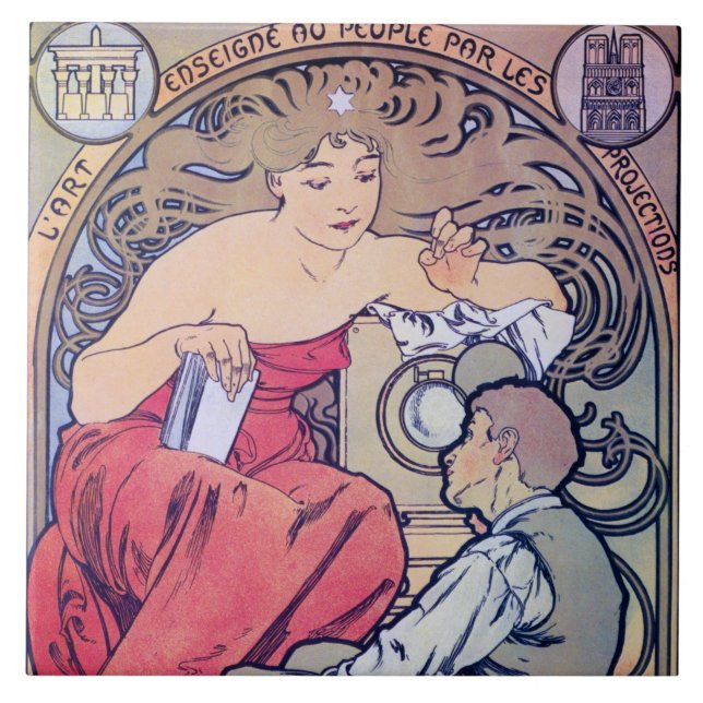 Azulejo De Cerâmica Alphonse Mucha (Frente)