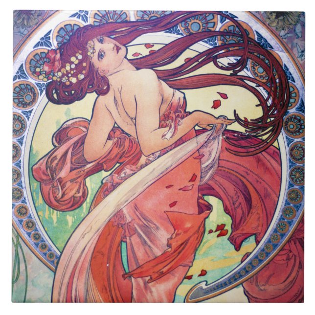 Azulejo De Cerâmica Alphonse Mucha (Frente)
