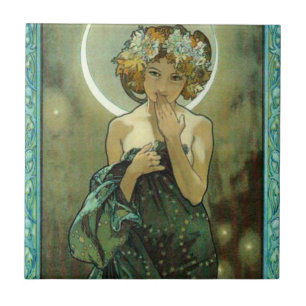 Azulejo De Cerâmica Alphonse Mucha Clair De Lune Telhar