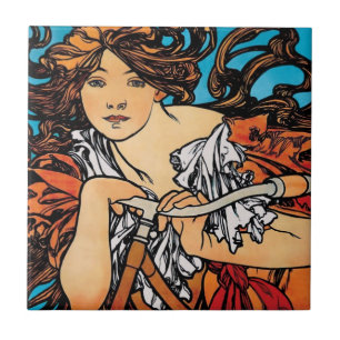 Azulejo De Cerâmica Alphonse Mucha - Cycles Perfecta Arte Novo Retrô