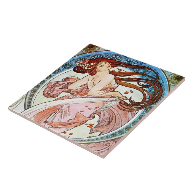 Azulejo De Cerâmica Alphonse Mucha Dance (Lateral)