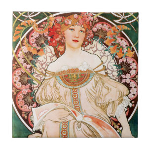 Azulejo De Cerâmica Alphonse Mucha F. Champenois Telhar