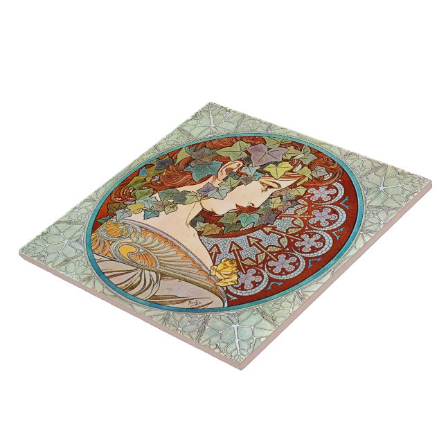 Azulejo De Cerâmica Alphonse Mucha Ivy (Lateral)