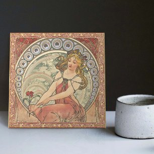 Azulejo De Cerâmica Alphonse Mucha La Peinture Art Nouveau Vintage