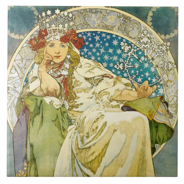 Azulejo De Cerâmica Alphonse Mucha Princess Hyacinth Art Nouveau (Frente)