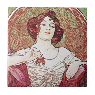 Azulejo De Cerâmica Alphonse Mucha Ruby