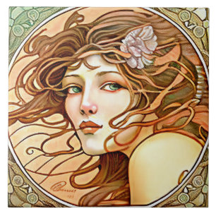 Azulejo De Cerâmica Alphonse Mucha Sarah Bernhardt Art Nouveau