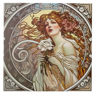 Azulejo De Cerâmica Alphonse Mucha Sarah Bernhardt Art Nouveau