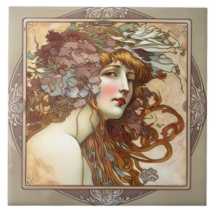Azulejo De Cerâmica Alphonse Mucha Sarah Bernhardt Art Nouveau Cerâmic