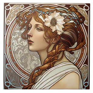 Azulejo De Cerâmica Alphonse Mucha Sarah Bernhardt Art Nouveau Cerâmic