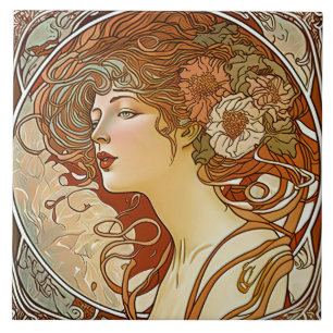 Azulejo De Cerâmica Alphonse Mucha Sarah Bernhardt Art Nouveau Cerâmic
