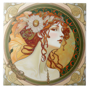 Azulejo De Cerâmica Alphonse Mucha Sarah Bernhardt Art Nouveau Cerâmic