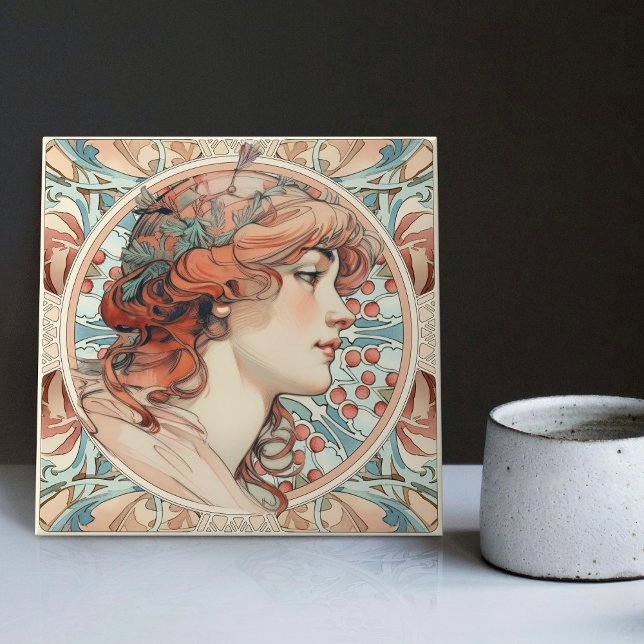 Azulejo De Cerâmica Alphonse Mucha Sarah Bernhardt Art Nouveau Cerâmic (Criador carregado)