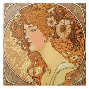 Azulejo De Cerâmica Alphonse Mucha Sarah Bernhardt Art Nouveau Cerâmic