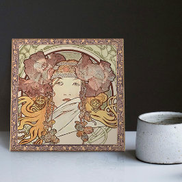 Azulejo De Cerâmica Alphonse Mucha Sarah Bernhardt Art Nouveau Vintage