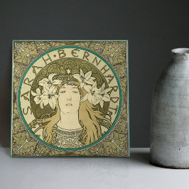 Azulejo De Cerâmica Alphonse Mucha Sarah Bernhardt Art Nouveau Vintage