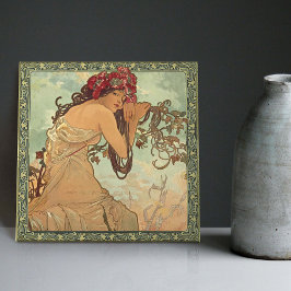 Azulejo De Cerâmica Alphonse Mucha Summer Season Art Nouveau Vintage