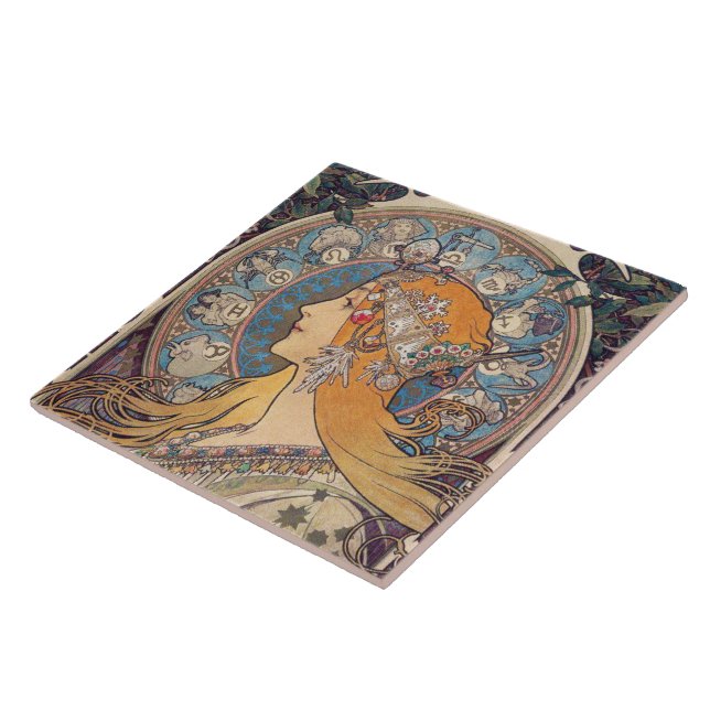 Azulejo De Cerâmica Alphonse Mucha , “ Zodiac ” (Lateral)