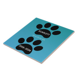 Azulejo De Cerâmica Always By My Side Teal Blue Paw Print Tribute