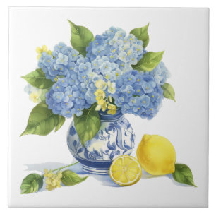 Azulejo De Cerâmica Amalfi Coast Watercolor — Lemon Mediterrâneo