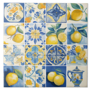 Azulejo De Cerâmica Amalfi Coast Watercolor — Lemon Mediterrâneo