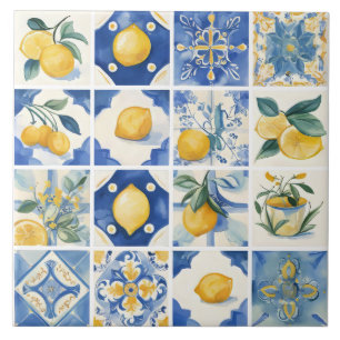 Azulejo De Cerâmica Amalfi Coast Watercolor — Lemon Mediterrâneo