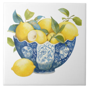 Azulejo De Cerâmica Amalfi Coast Watercolor — Lemon Mediterrâneo