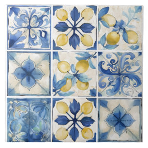 Azulejo De Cerâmica Amalfi Coast Watercolor — Lemon Mediterrâneo