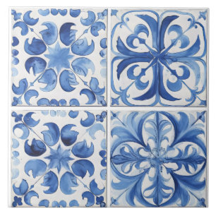 Azulejo De Cerâmica Amalfi Coast Watercolor — Lemon Mediterrâneo